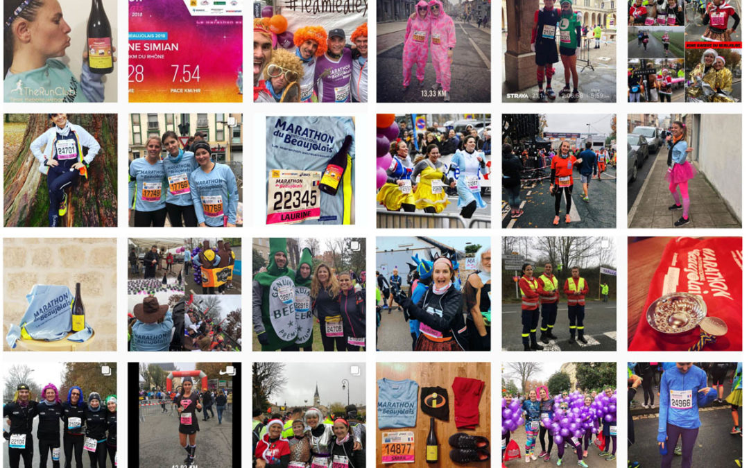 Mur de photos instagram du Marathon du Beaujolais 2018