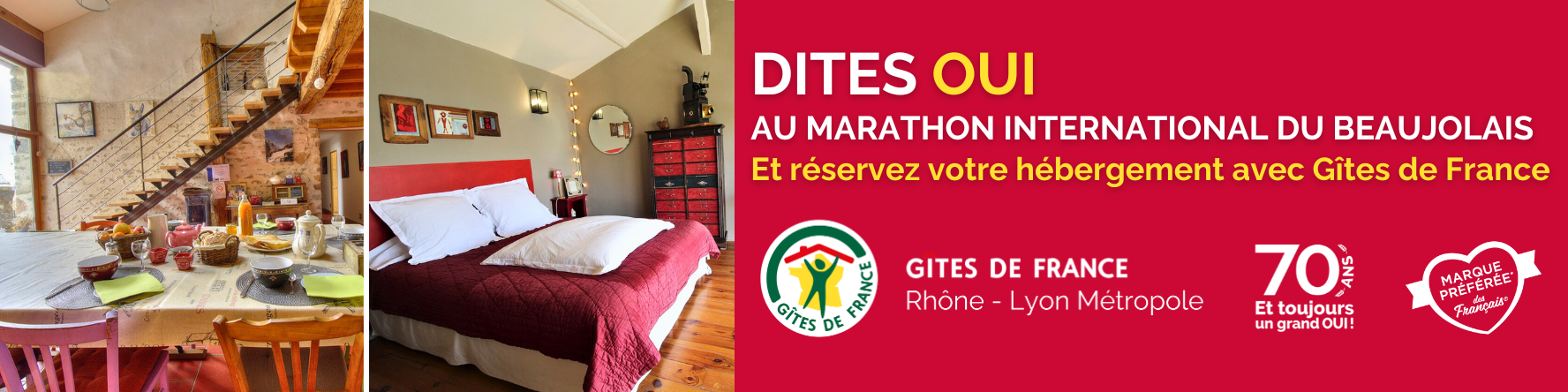 Bannière Marathon du Beaujolais 2025 Gîtes de France